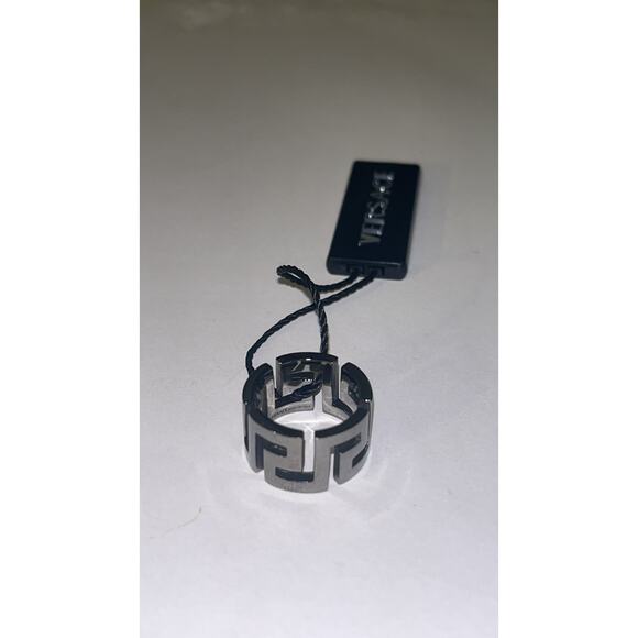 Versace Greca Ring - Black/Silver - Size 4.75 - Unisex - NEW - Picture 9 of 12